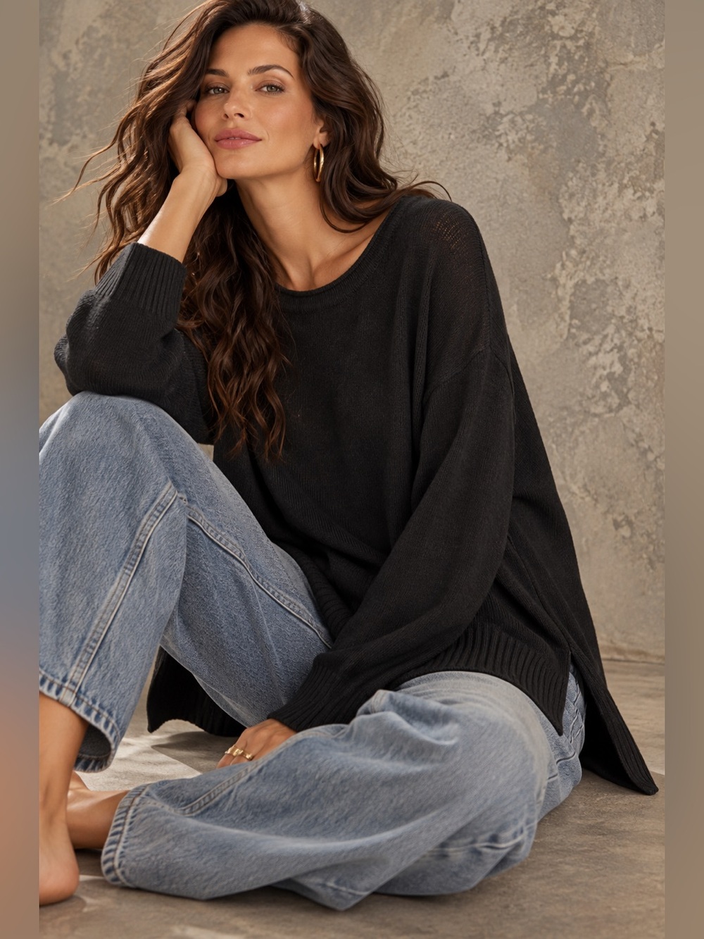 NWT Slim Factor Women's Black Long Sleeve Sweater Size 2X